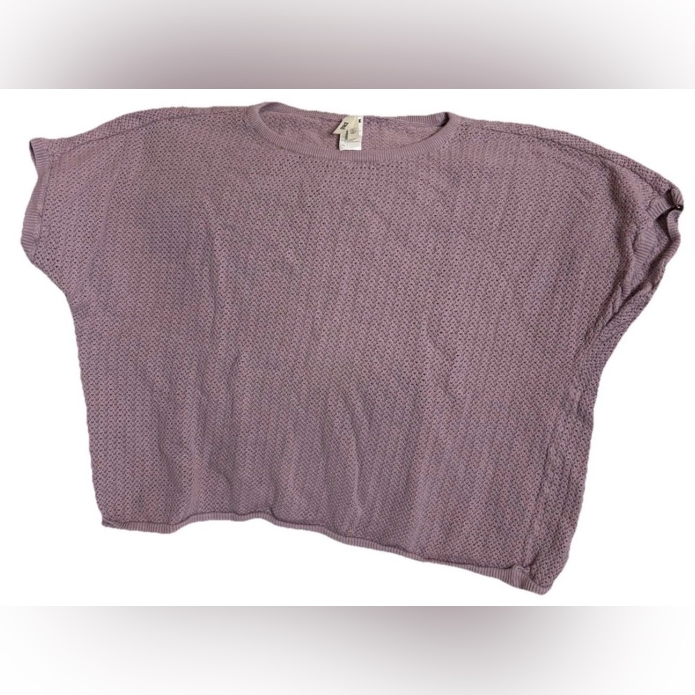 Pact Lavender Knit Boxy Short-Sleeve Top